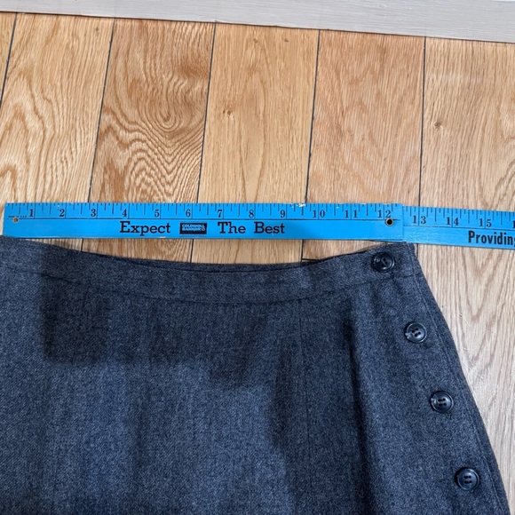 Charcoal Wool Skirt with Side Button Detail - Picture 10 of 14